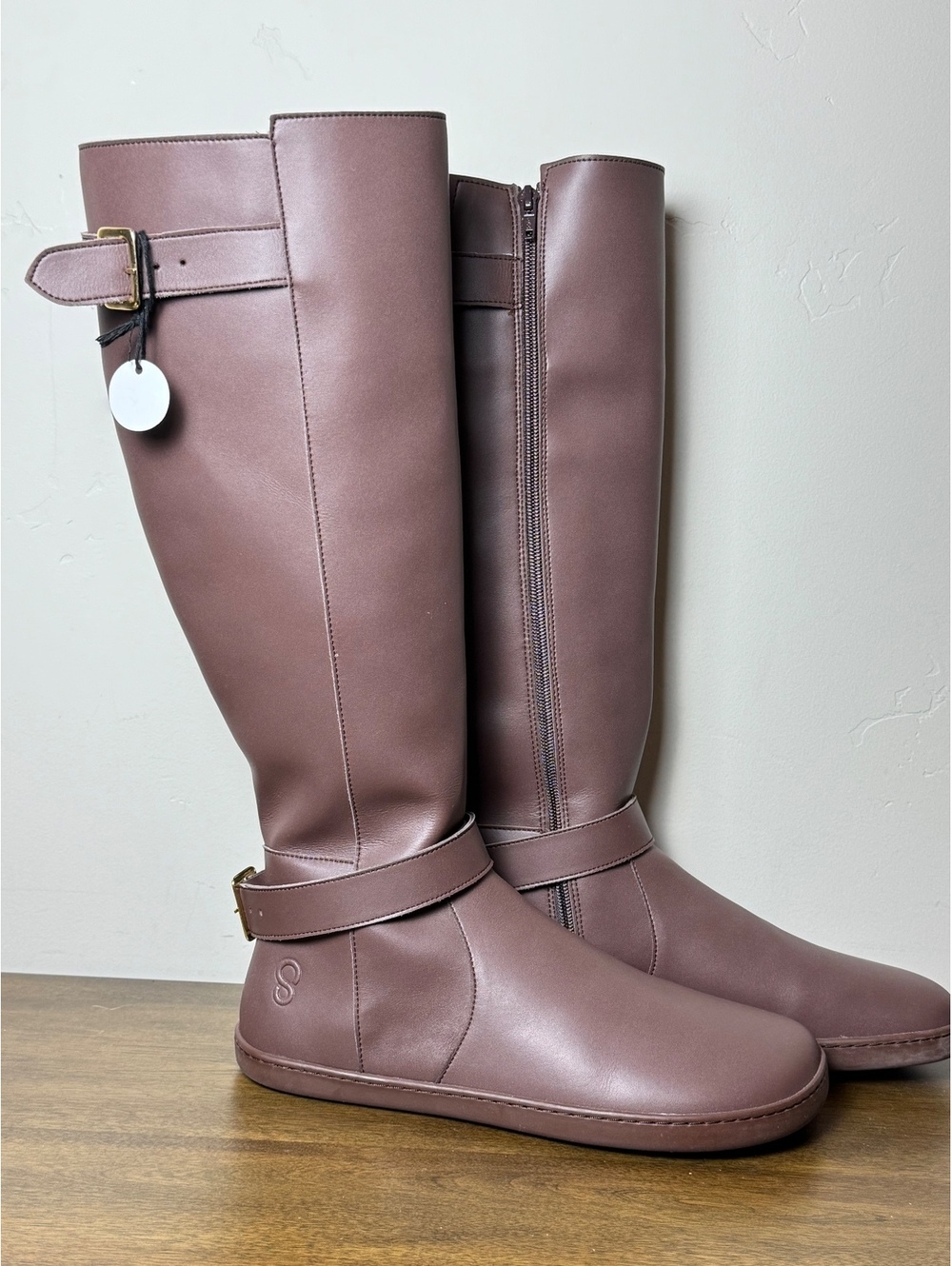 SHAPEN GLAM 42 Vegan Leather Barefoot Knee High Riding Boots Best for 10.5